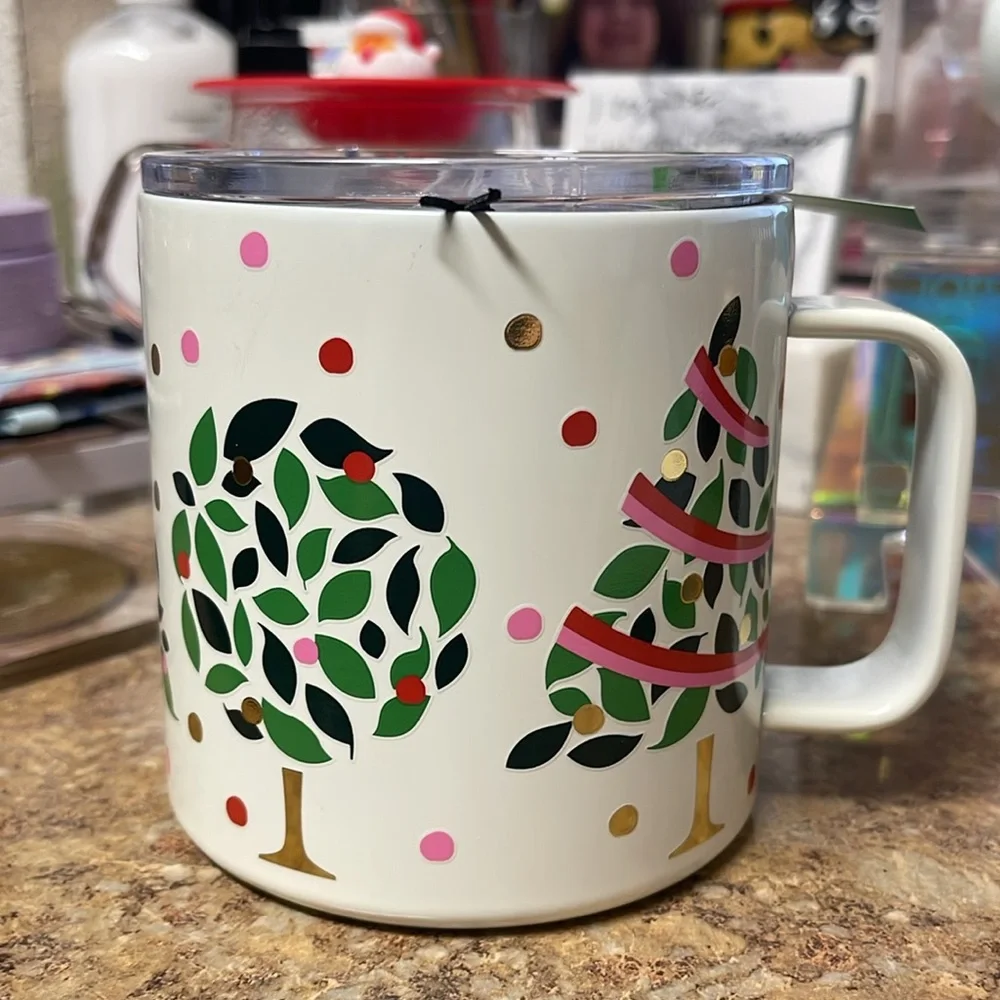 Kate Spade Stainless Steel Coffee Mug in Evergreen Confetti Dot